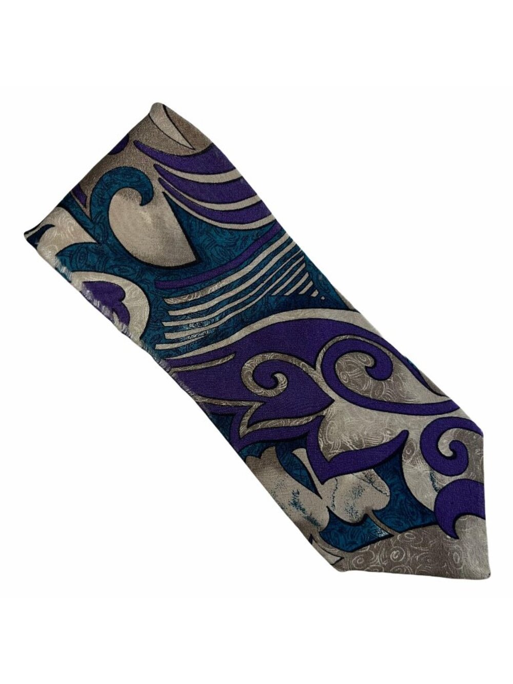 Christian Dior Monsieur 1990's Vintage Abstract Leaf Classic Pointed Necktie